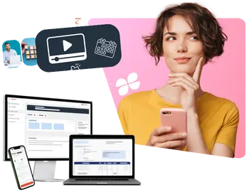 Visuel illustrant un professionnel explorant les solutions Silae pour la gestion de la paie et des RH, avec accès aux webinaires, accompagnement personnalisé et témoignages clients.