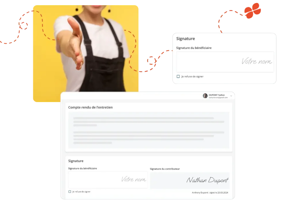 Le bénéficiaire a l’option d’approuver ou de désapprouver le compte rendu en apposant sa signature digitalisée datée qui clôturera l’entretien. Le manager vient signer à son tour, ce qui génère automatiquement un rapport final au format pdf.