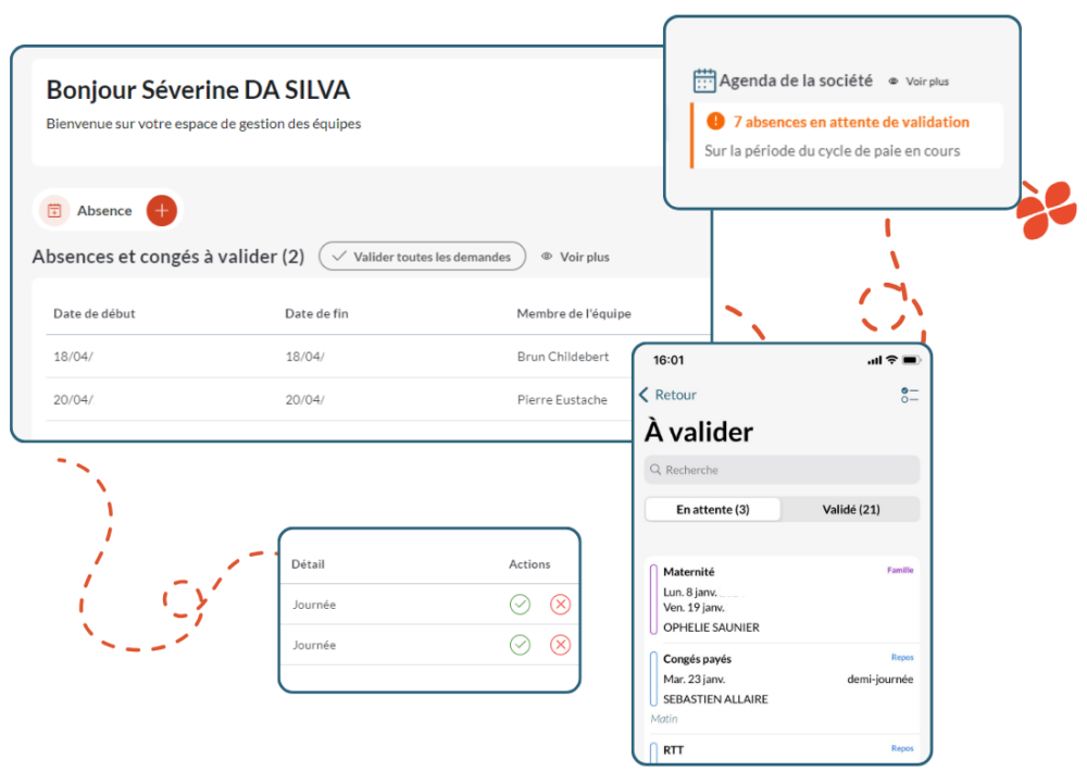 Un processus de validation réactif : les managers valident ou refusent les demandes de congés avec la fluidité