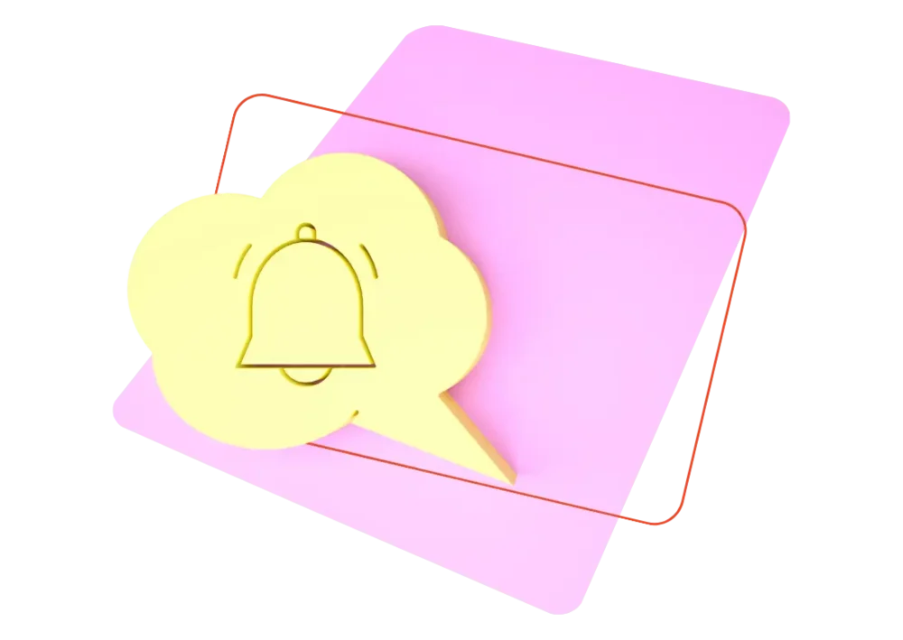 Icône de cloche d’alerte sur fond rose illustrant les rappels automatisés dans la gestion des visites médicales