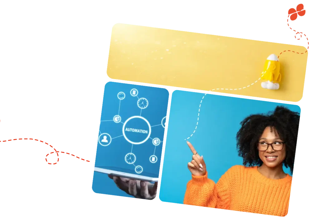 Illustration de My Silae : automation RH, fusée de lancement, et collaborateur pointant vers les fonctionnalités